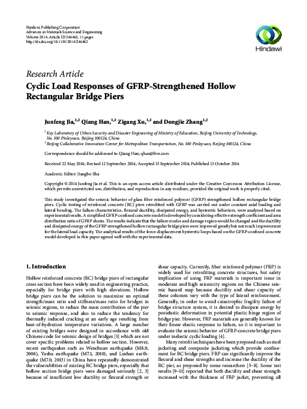 (PDF) Cyclic Load Responses of GFRP-Strengthened Hollow Rectangular ...