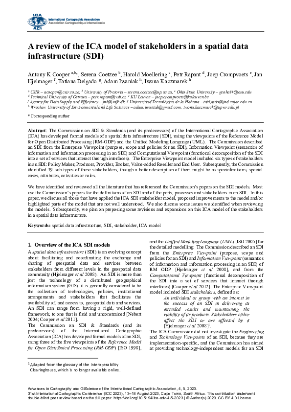 (PDF) A review of the ICA model of stakeholders in a spatial data ...