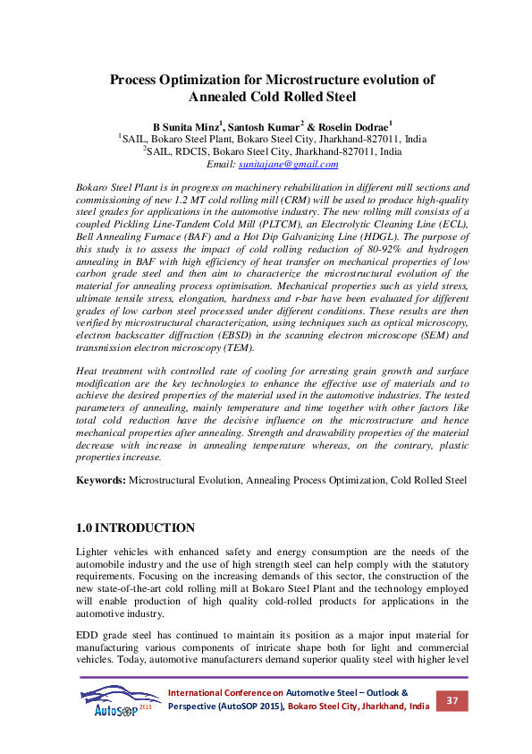 (PDF) Process Optimization for Microstructure evolution of Annealed ...