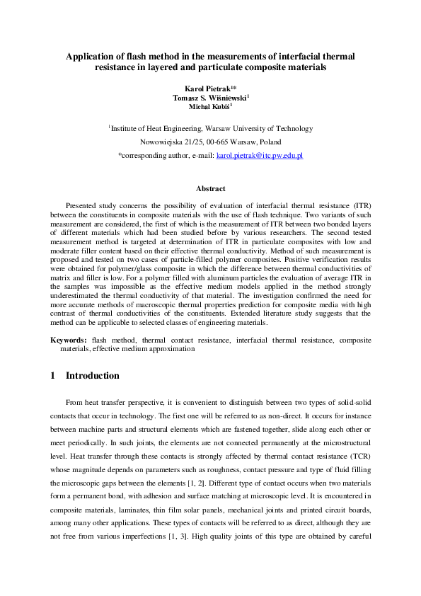 (PDF) Application of flash method in the measurements of interfacial ...