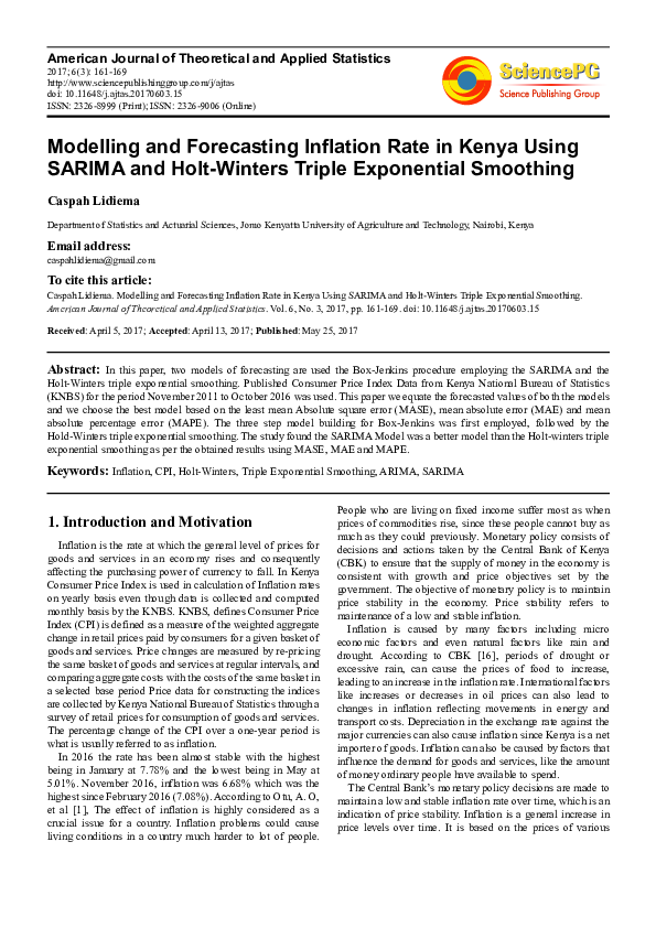 (PDF) Modelling and Forecasting Inflation Rate in Kenya Using SARIMA ...