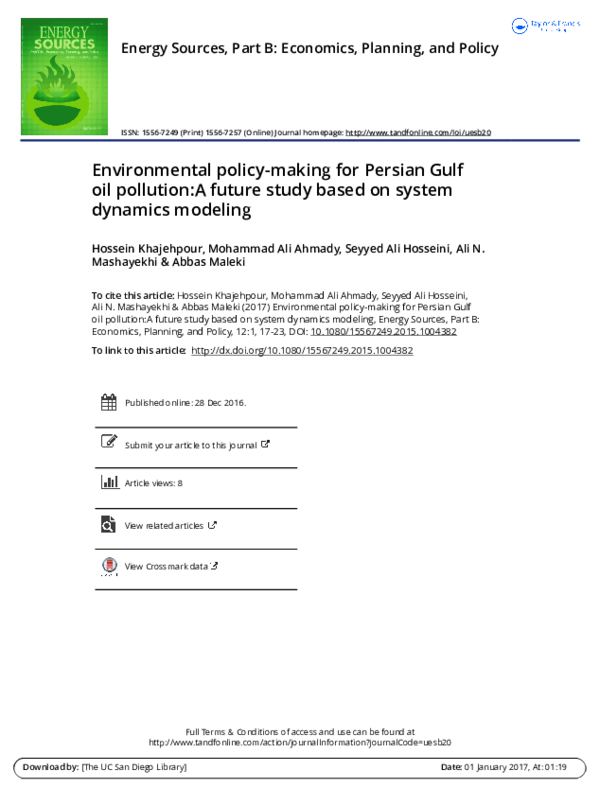 (PDF) Environmental policy-making for Persian Gulf oil pollution:A ...