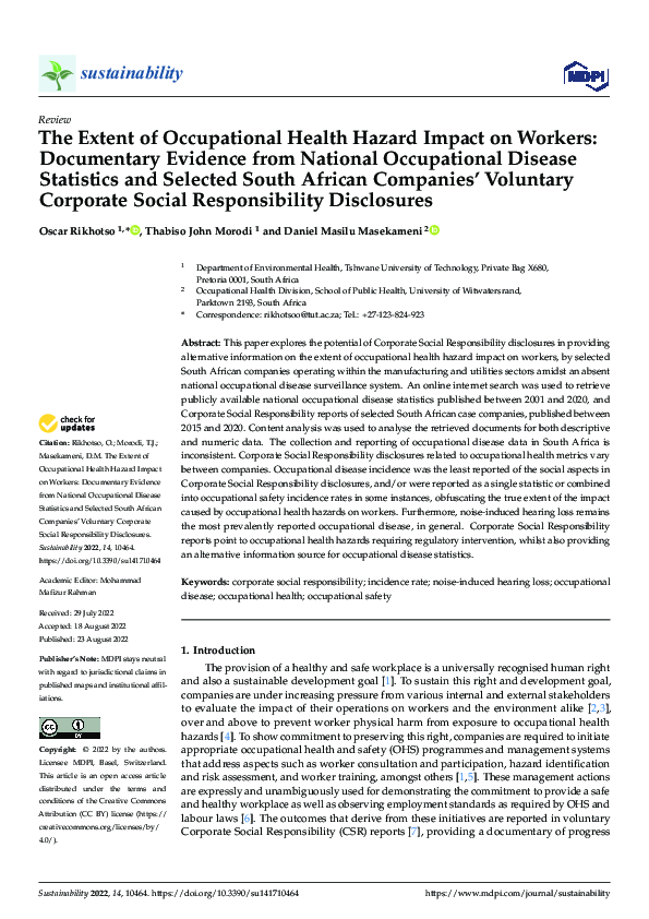 (PDF) The Extent of Occupational Health Hazard Impact on Workers ...