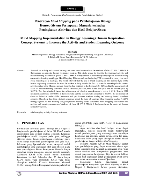 (PDF) Mind Mapping Implementation in Biology Learning (Human ...