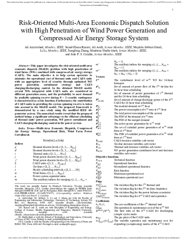 (PDF) Risk-Oriented Multi-Area Economic Dispatch Solution With High ...