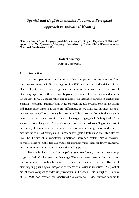 (PDF) Spanish and English intonation patterns.