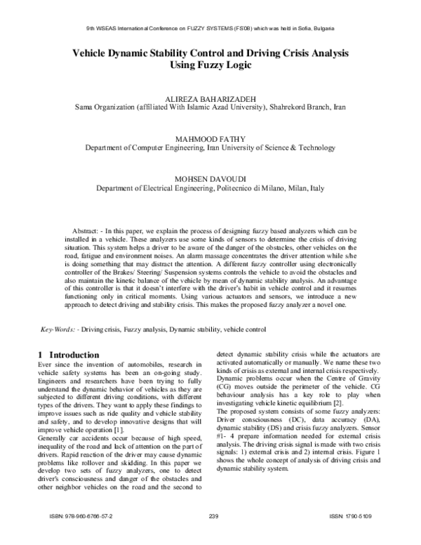 (PDF) Vehicle dynamic stability control and driving crisis analysis ...