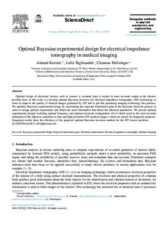 (PDF) Optimal Bayesian experimental design for electrical impedance ...