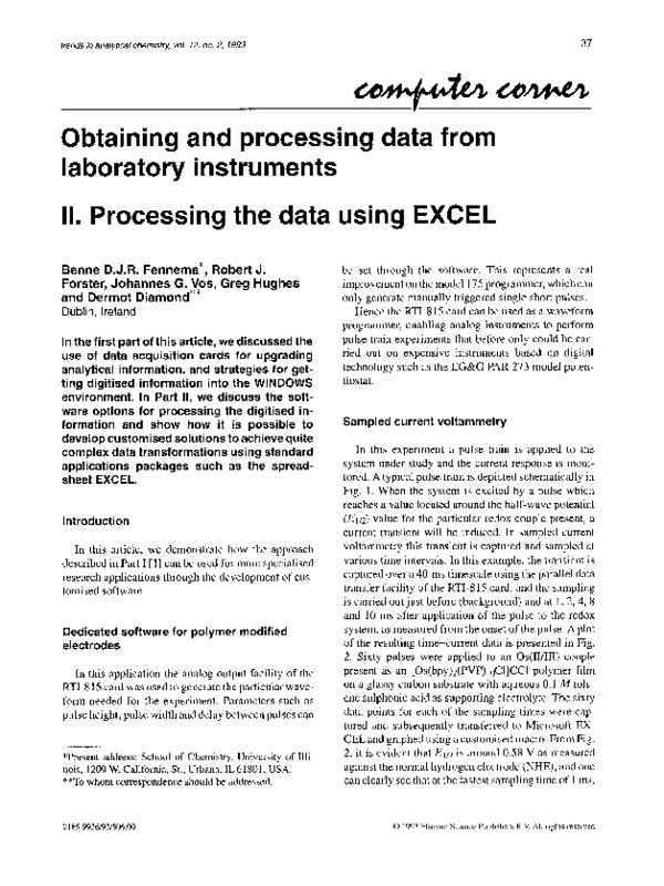 (PDF) Obtaining and processing data from laboratory instruments