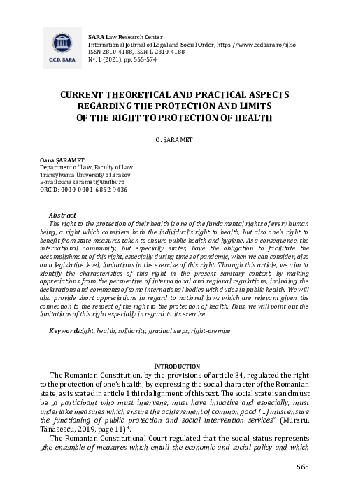 (PDF) Current Theoretical and Practical Aspects Regarding the ...