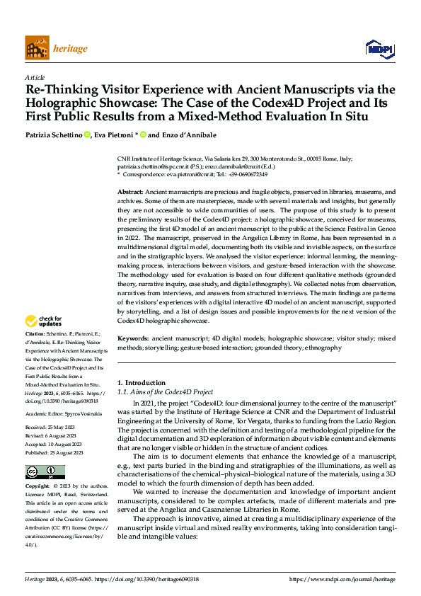 (PDF) Re-Thinking Visitor Experience with Ancient Manuscripts via the ...