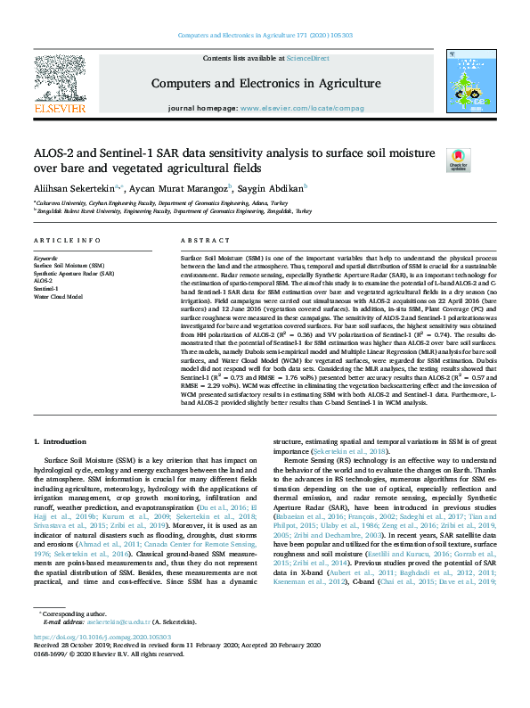 (PDF) ALOS-2 and Sentinel-1 SAR data sensitivity analysis to surface ...