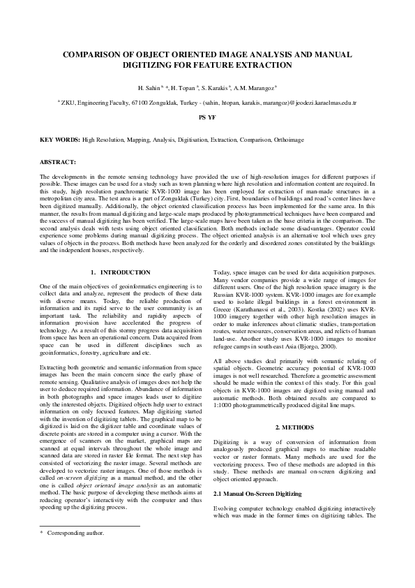 (PDF) Comparison of Object Oriented Image Analysis and Manual ...