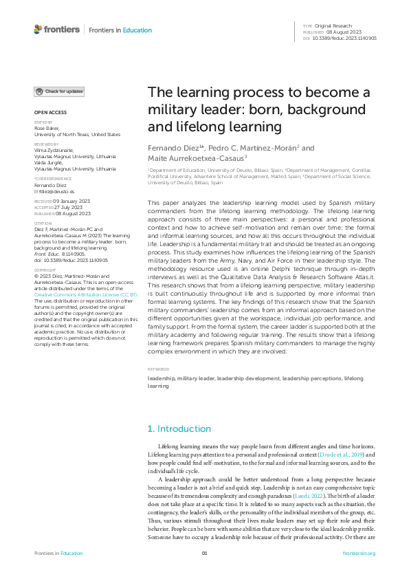 (PDF) The learning process to become a military leader: born ...