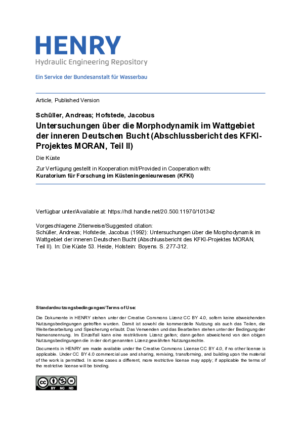 (PDF) Untersuchungen über die Morphodynamik im Wattgebiet der inneren ...