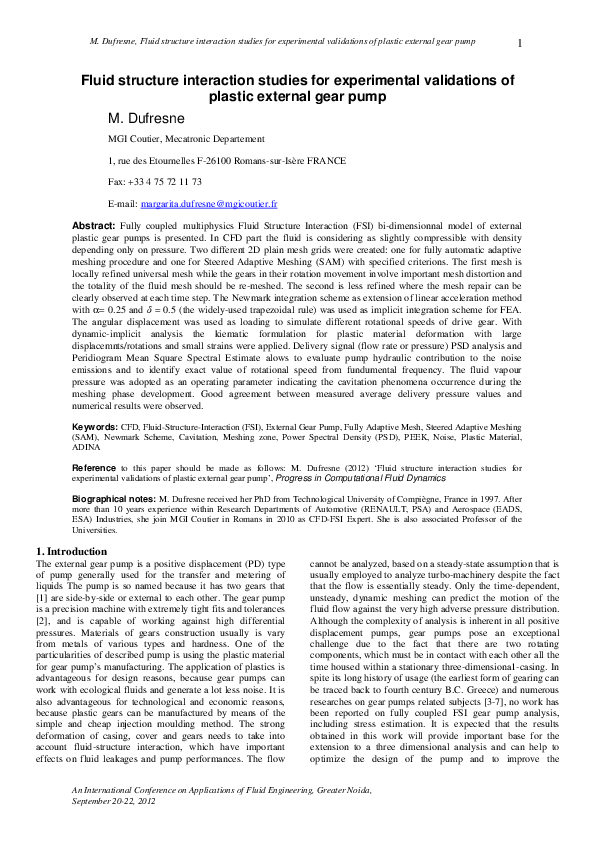 (PDF) Fluid structure interaction studies for experimental validations ...