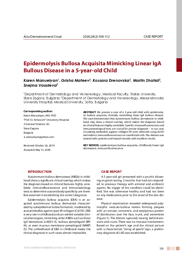 (PDF) Epidermolysis Bullosa Acquisita Mimicking Linear IgA Bullous ...