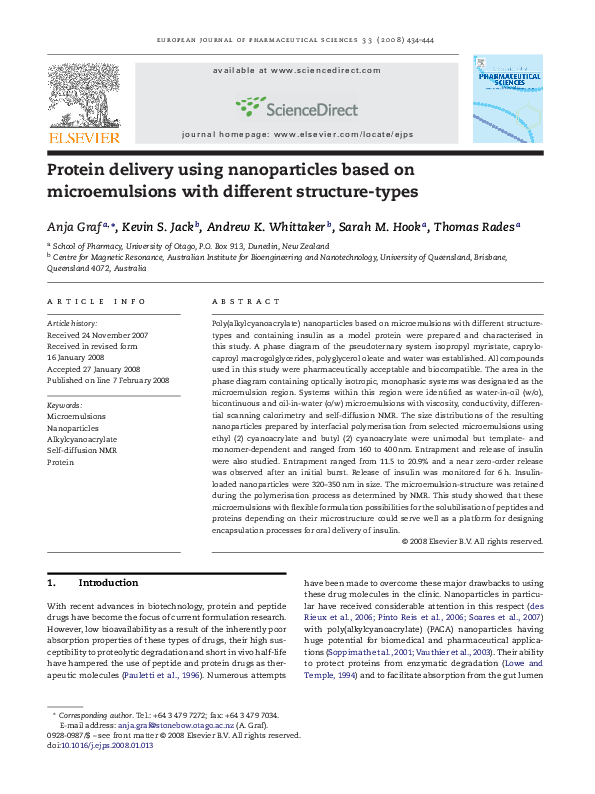(PDF) Protein delivery using nanoparticles based on microemulsions with ...