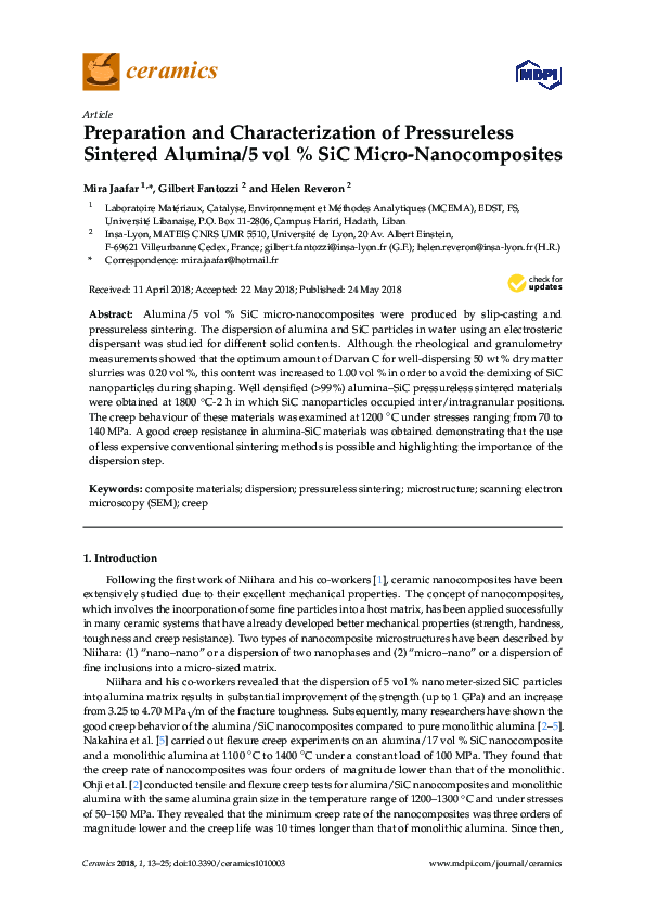 (PDF) Preparation and Characterization of Pressureless Sintered Alumina ...