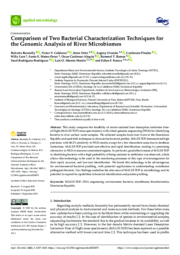 (PDF) Comparison of Two Bacterial Characterization Techniques for the ...