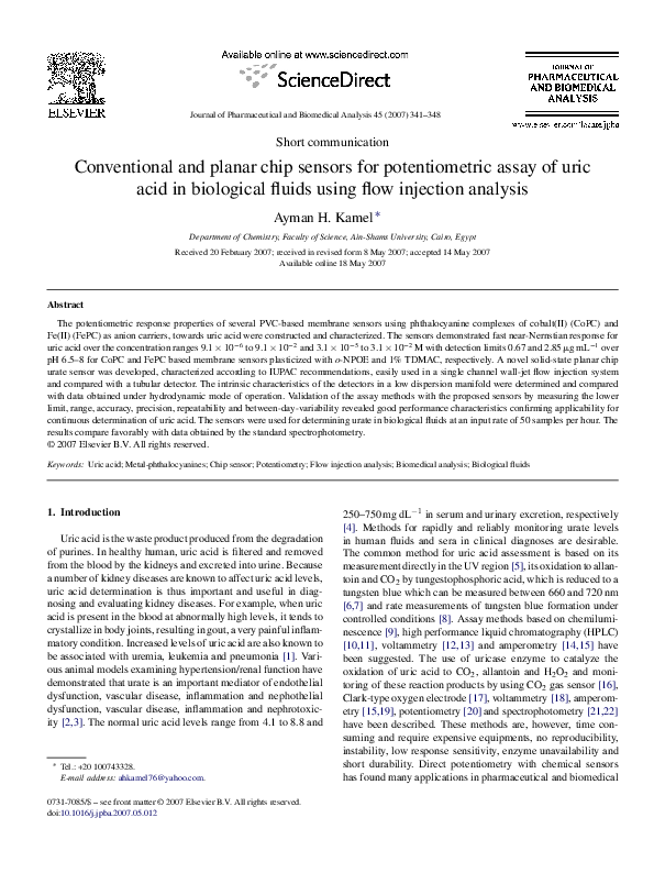 (PDF) Conventional and planar chip sensors for potentiometric assay of