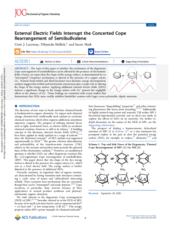 (PDF) External Electric Fields Interrupt the Concerted Cope ...