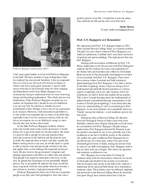 (PDF) Reminiscences about Professor S.N. Rajaguru (M&E 2023) (1)