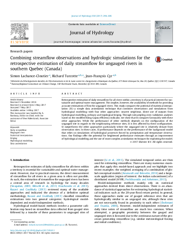(PDF) Combining streamflow observations and hydrologic simulations for ...