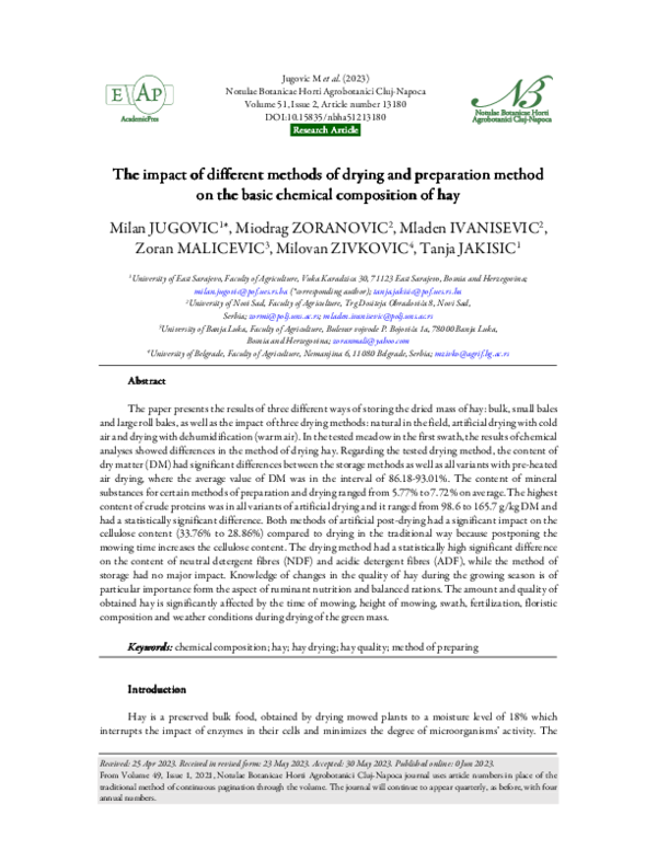 (PDF) The impact of different methods of drying and preparation method ...