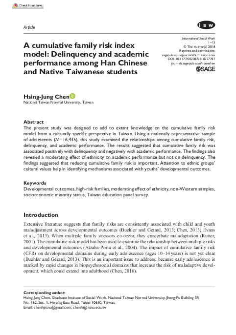 (PDF) A cumulative family risk index model: Delinquency and academic ...