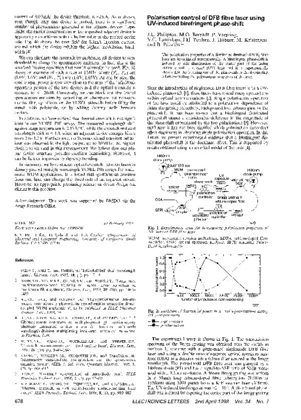 (PDF) Polarisation control of DFB fibre laser using UV-induced ...