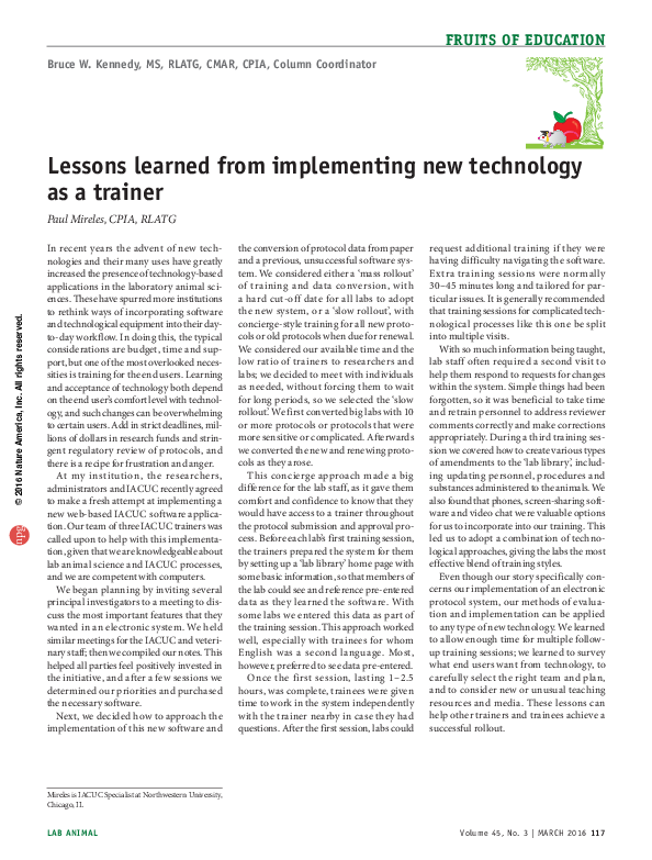(PDF) Lessons learned from implementing new technology as a trainer