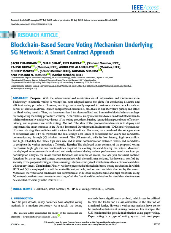 (PDF) Blockchain-Based Secure Voting Mechanism Underlying 5G Network: A ...
