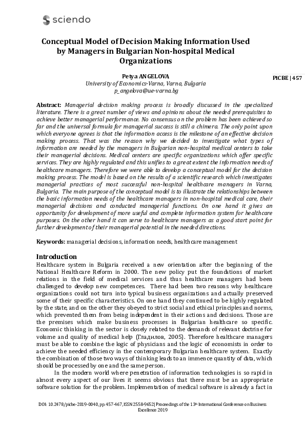 (PDF) Conceptual Model of Decision Making Information Used by Managers ...