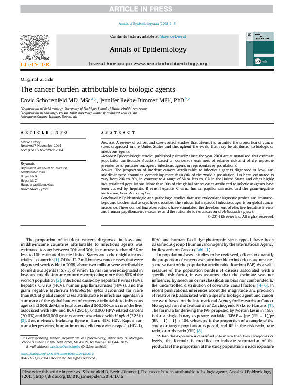 (PDF) The cancer burden attributable to biologic agents