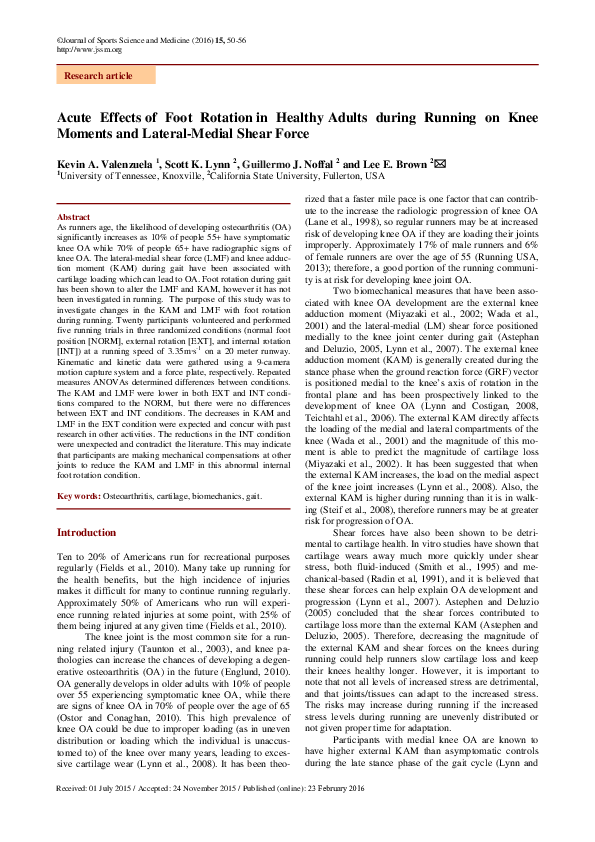 (PDF) Acute Effects of Foot Rotation in Healthy Adults during Running ...