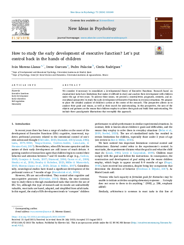 (PDF) How to study the early development of executive function? Let's ...