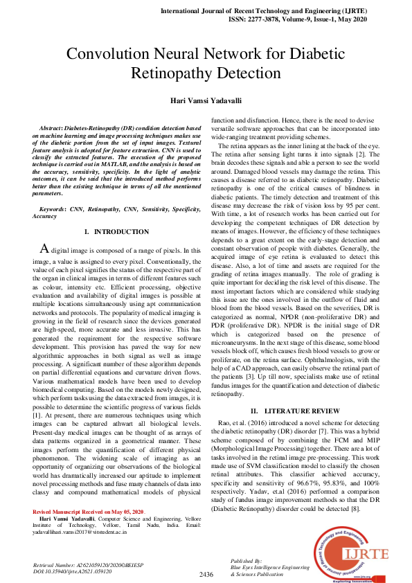 (PDF) Convolution Neural Network for Diabetic Retinopathy Detection