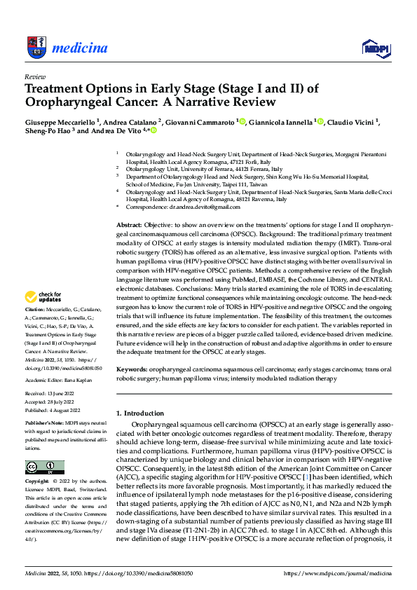 (PDF) Treatment Options in Early Stage (Stage I and II) of ...