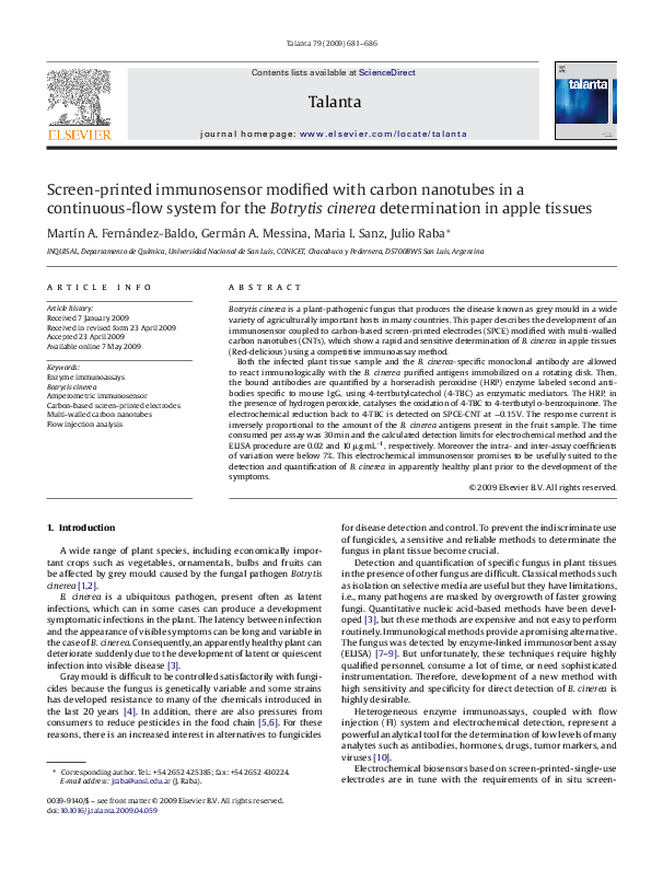(PDF) Screen-printed immunosensor modified with carbon nanotubes in a ...