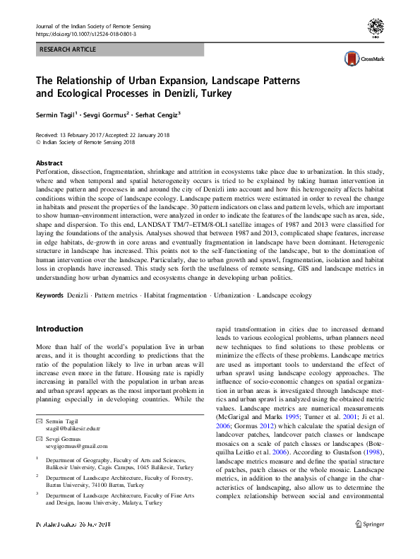 (PDF) The Relationship of Urban Expansion, Landscape Patterns and ...