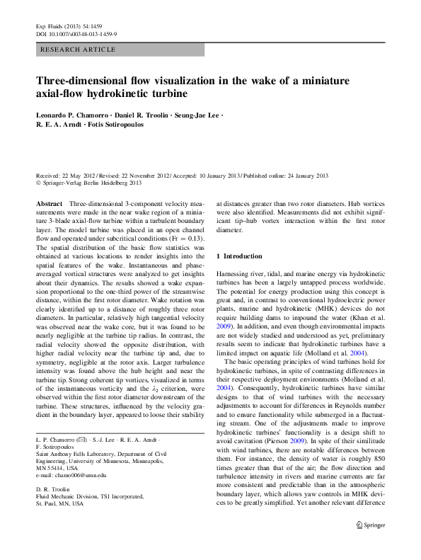 (PDF) Three-dimensional flow visualization in the wake of a miniature ...