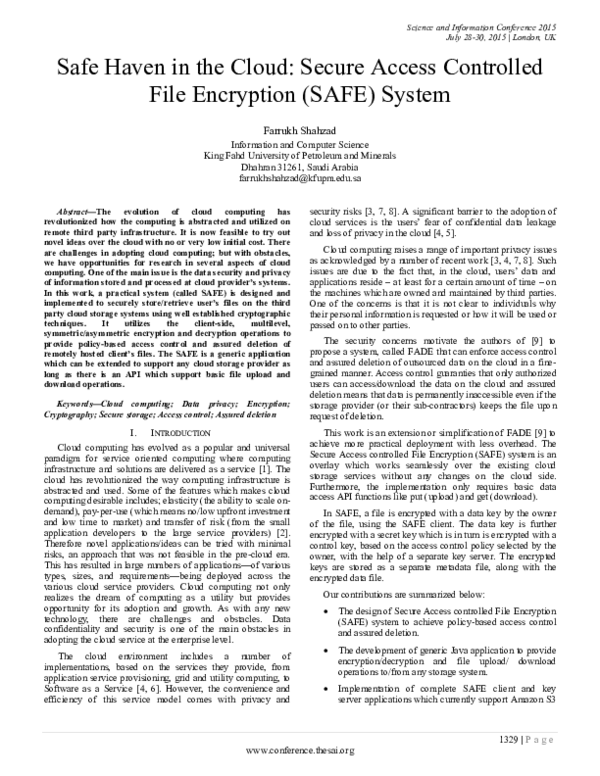 (PDF) Safe haven in the cloud: Secure access controlled file encryption ...