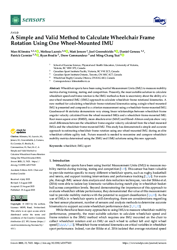 (PDF) A Simple and Valid Method to Calculate Wheelchair Frame Rotation ...