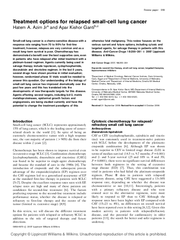 (PDF) Treatment options for relapsed small-cell lung cancer