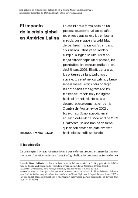 (PDF) El impacto de la crisis global en América Latina