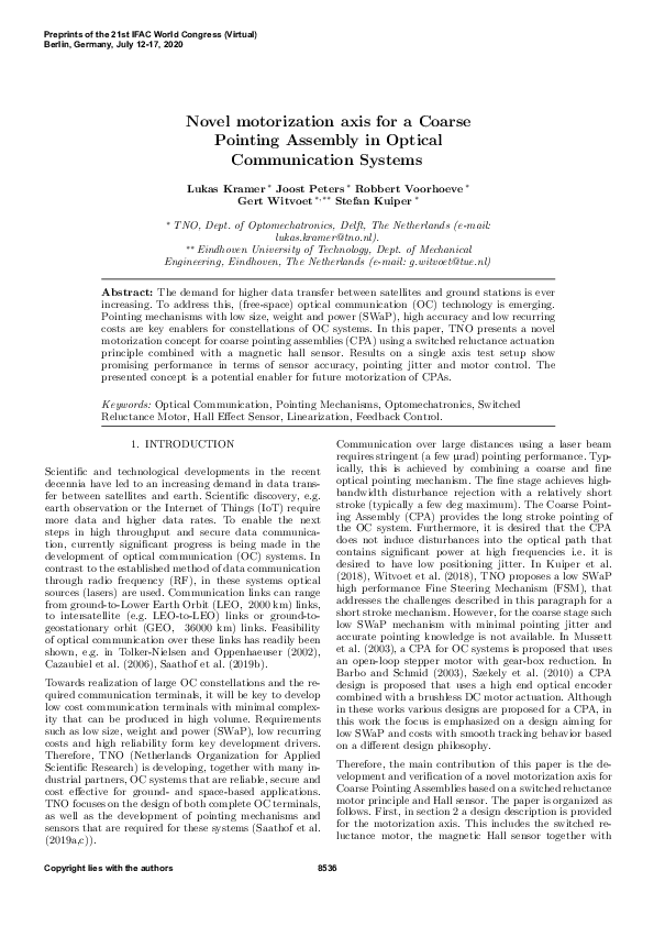 (PDF) Novel motorization axis for a Coarse Pointing Assembly in Optical ...