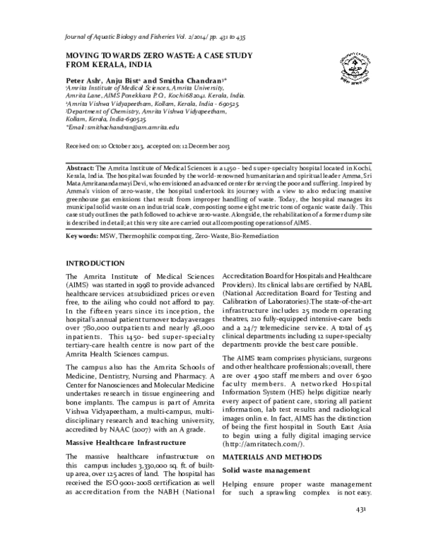 (PDF) Moving Towards Zero Waste: A Case Study from Kerala, India
