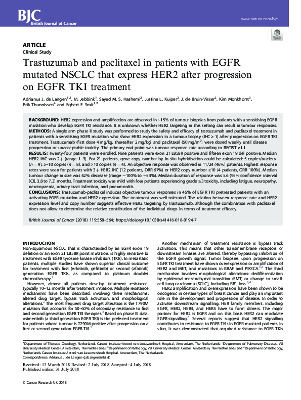 (PDF) Trastuzumab and paclitaxel in patients with EGFR mutated NSCLC ...