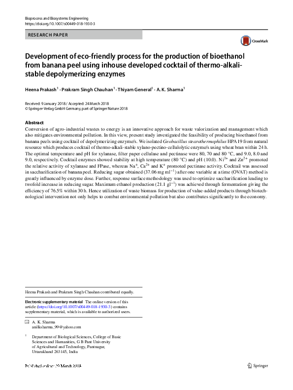 (PDF) Development of eco-friendly process for the production of ...
